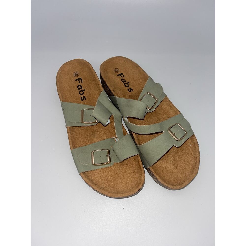 Fabs sandals with two olive-colored straps Size 8.5